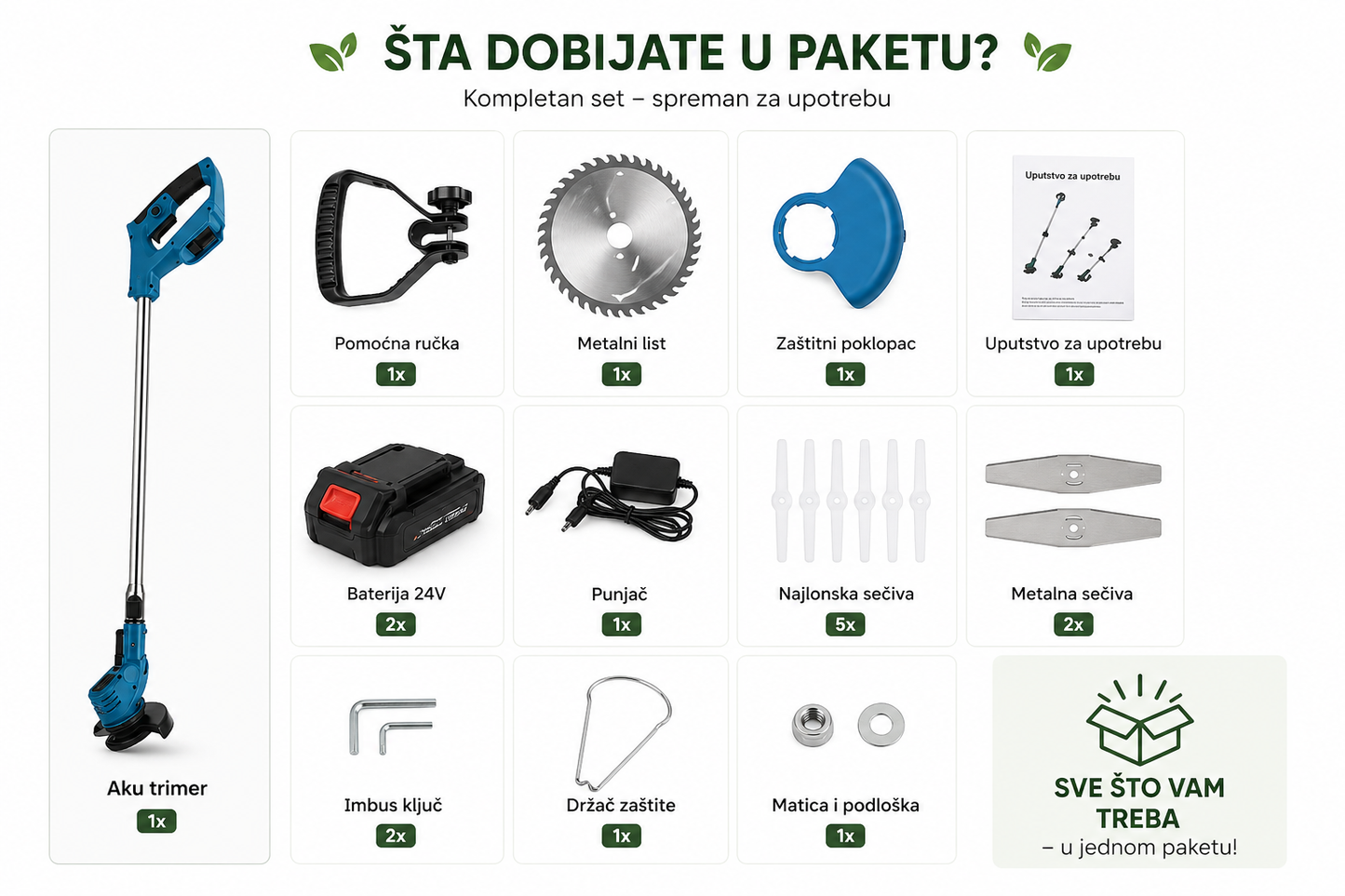 Bežični Aku Trimer - 2 baterije