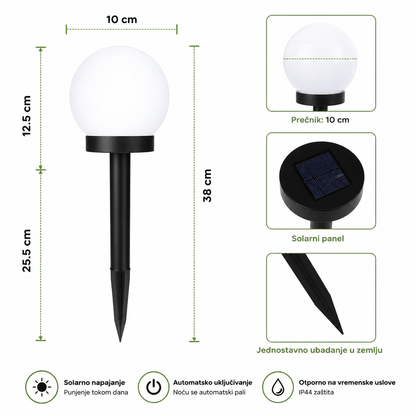 Solarne LED baštenske lampe kugle - 2 kom.