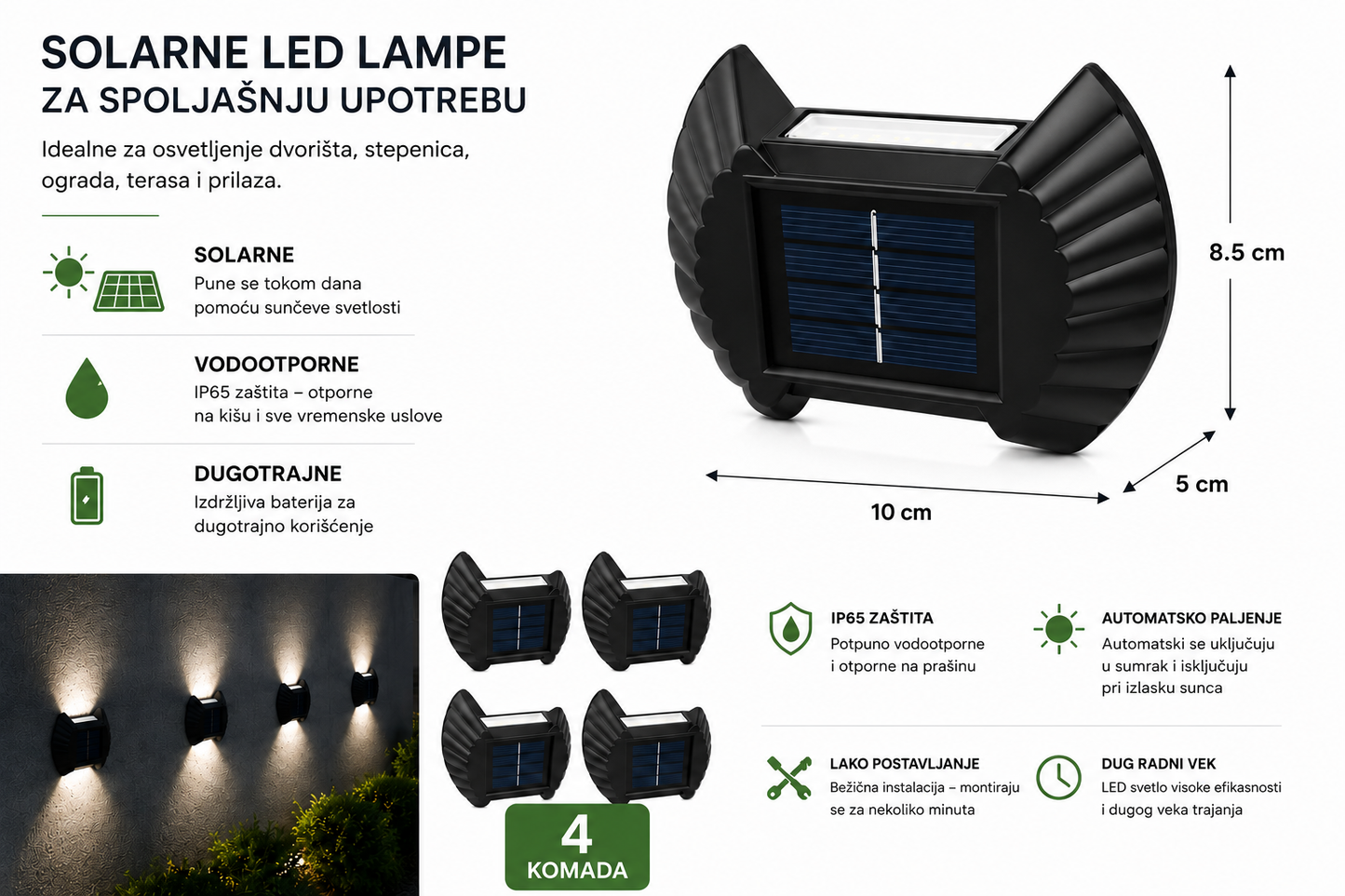 Dekorativne solarne lampe 4 kom.